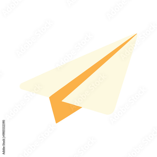 Simple paper plane with orange details flying through the sky with optimism