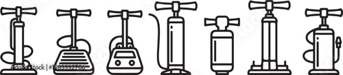 A simple illustration of different types of vacuum cleaners in use Vector