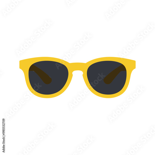 Bright yellow sunglasses with dark lenses evoke sunny days and summer vacation
