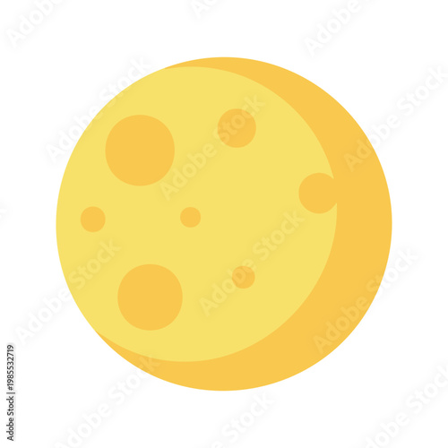 Cartoon moon with craters shines brightly in the night sky illustration