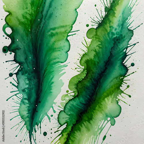 Green leaves with watercolor effects