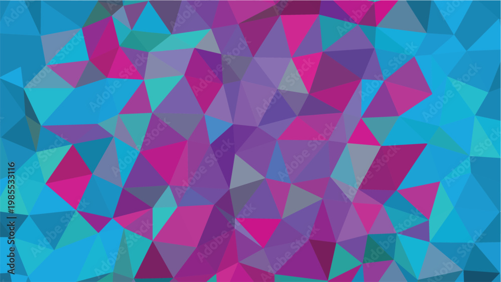 Fototapeta premium A dynamic low polygonal design displays an exciting blend of pink, purple, and blue triangles
