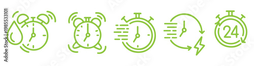 Timer icons set. Quick time or deadline icon. Express service symbol. stock illustration