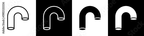 Elbow Pipe black and white icon design concept