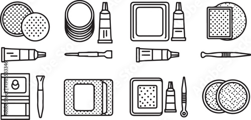 Architectural drawing symbols for various door and window types Vector