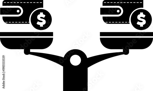 Wallets with dollars on scales