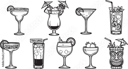 Various antique vases and jars with intricate designs and patterns Vector