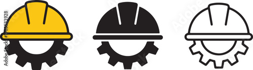construction helmet gear icon set engineering industry symbol vector