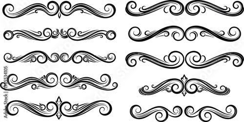 Black ornamental swirling line white lines