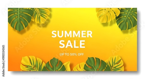 Tropical summer holiday poster design featuring a sunset silhouette of palm trees on a paradise island beach with ocean waves and a vector travel background landscape