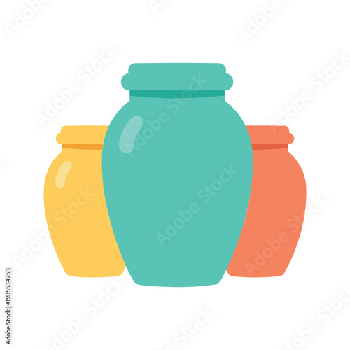 Colorful vases in a row adding a touch of artistry