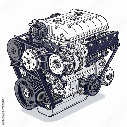 Showcasing Bold Stroke Car Engine Mechanical System Beautiful High-Quality Stock Image