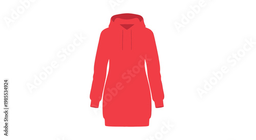 Red Hooded Sweatshirt Dress for Women.