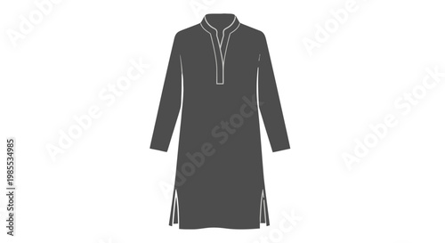 Long Sleeve Dark Grey Dress Illustration.