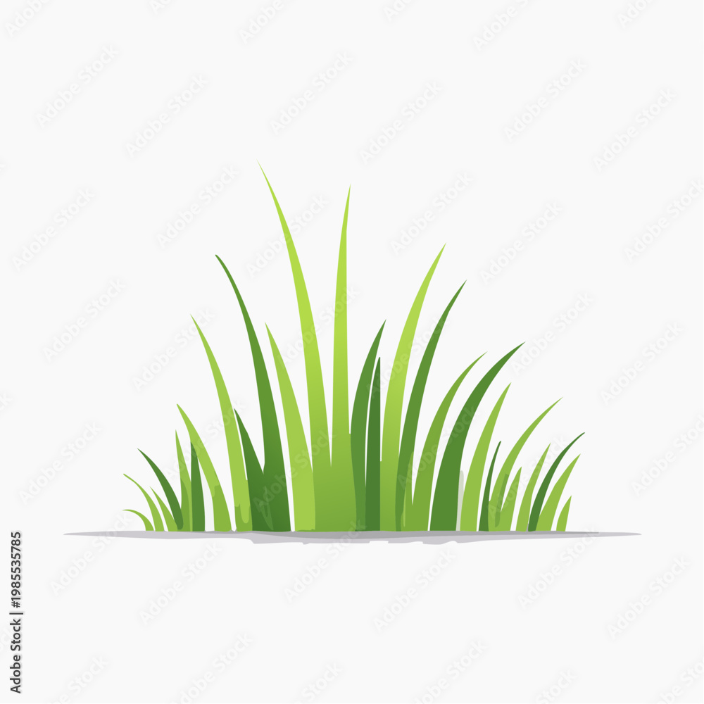 Fototapeta premium Vibrant Green Grass Blades illustration on a Plain White Background