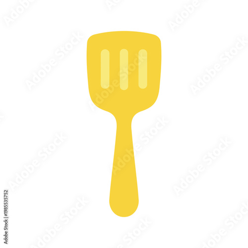 Simple yellow slotted turner or spatula for cooking and baking food preparation
