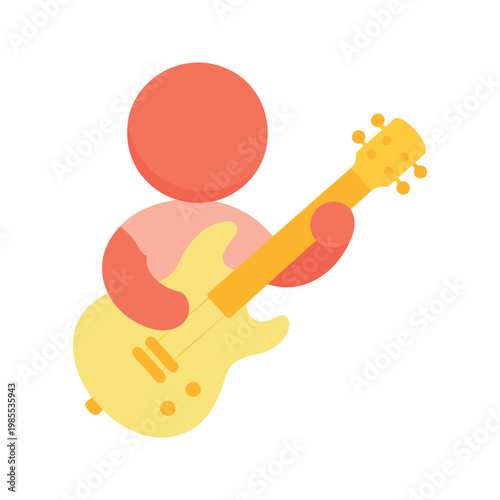 Person with orange head playing a yellow electric guitar illustration