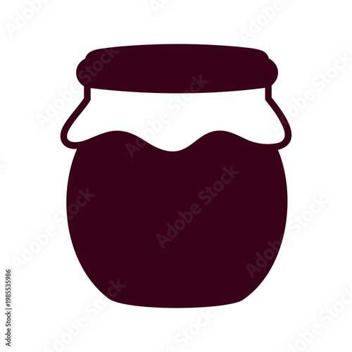 Isolated jam jar with white cover displays a homemade preserve against a white background