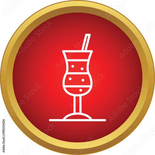 Cocktail glass with straw icon for summer beverages and bar menus