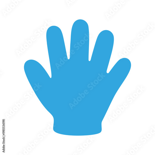 Stylized blue hand displays five fingers in a friendly, approachable manner on white background