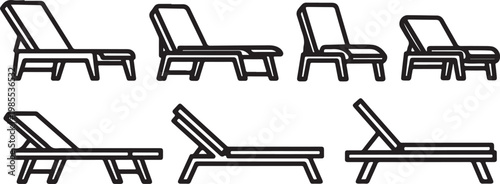 A minimalist black and white illustration of various wooden chairs Vector