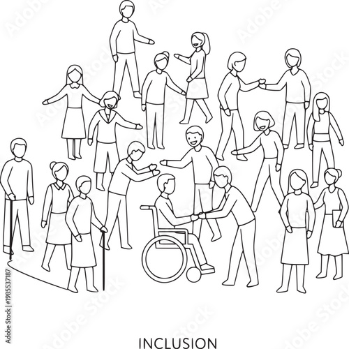 Diverse group of people holding hands in circle symbolizing inclusion and unity in community