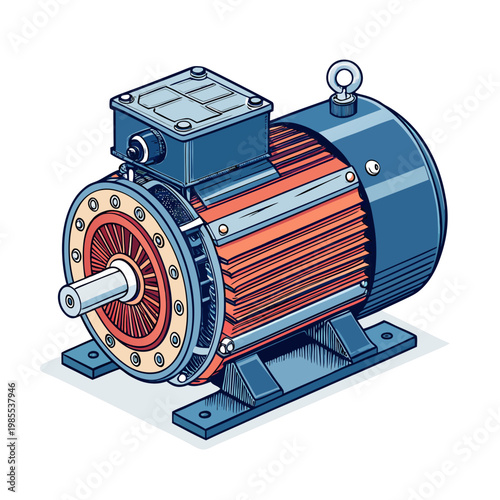 Depicting Bold Stroke Motor Electric Machine Vibrant High-Quality Stock Image