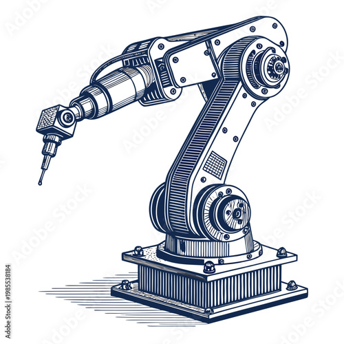 Crisp Bold Stroke Robotic Arm Industrial Machine Premium Digital Asset