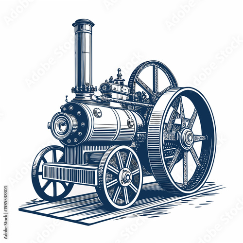 Bold Stroke Steam Engine Vintage Machine High-Quality Stock Image Great for Commercial Projects