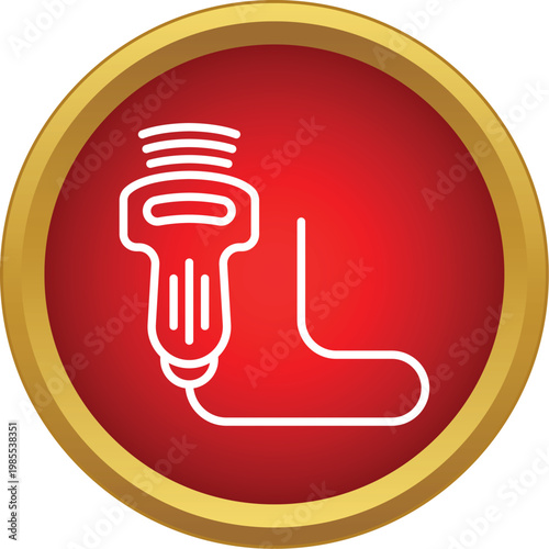 Ultrasound probe representing a medical diagnostic imaging tool with sound waves