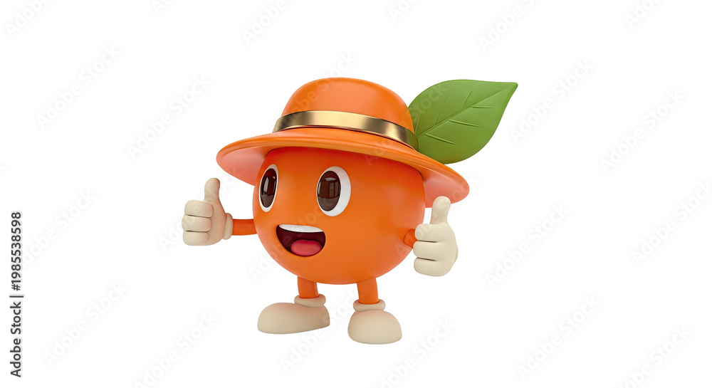 Naklejka premium Orange Character with Hat Giving Thumbs Up