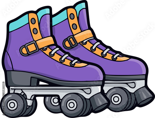 Roller Skates Classic Purple Design with Orange Straps and Blue Accents