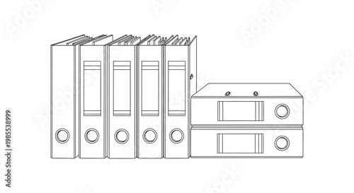 Stack of ring binders and lever arch files organized neatly illustration