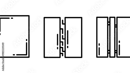 Icons representing different connection states or structural elements with connection structure illustration abstract geometric minimalist template integration assembly component interaction