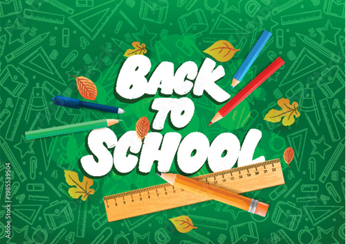 Back to school text drawing by chalk. Vector illustration design.