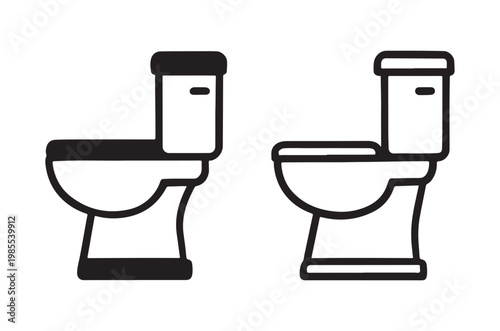 Two black and white line drawings of modern toilet fixtures