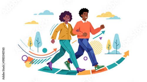 Two people walking together outdoors.