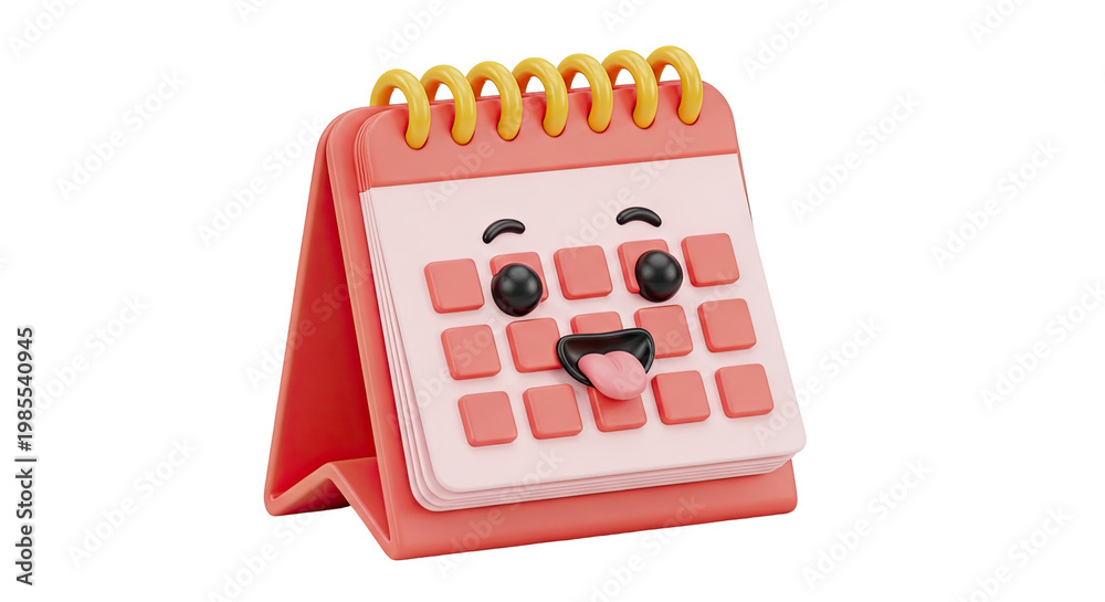 Naklejka premium Cute 3D Cartoon Calendar Character