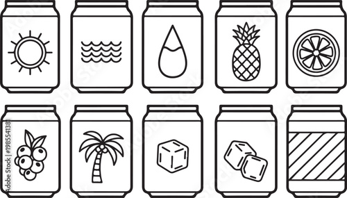 Set of ten minimalist icons representing various celestial and astronomical themes Vector