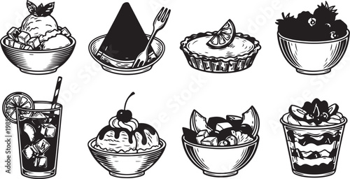 A vibrant array of nine colorful woven baskets filled with various fresh fruits and vegetables Vector