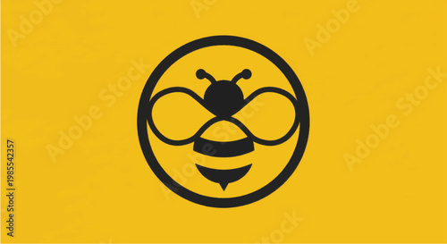 Bee Icon in Circle Logo Design.