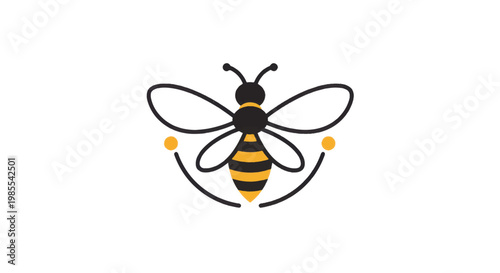 Bee Illustration with Yellow and Black Stripes.