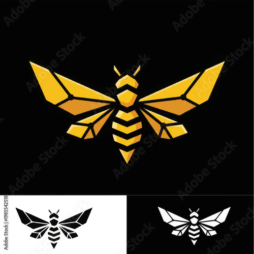Geometric Bee Logo Design Variations.