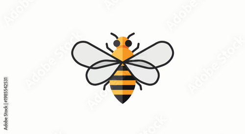 Simple Black and Yellow Bee Illustration.