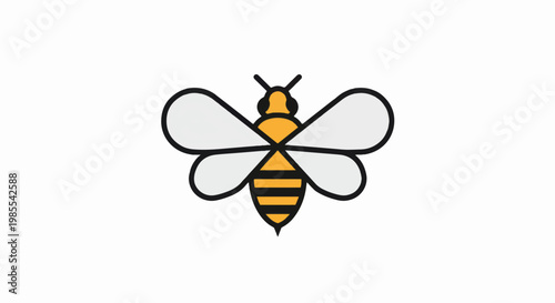 Simple Yellow and Black Bee Illustration.