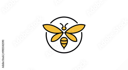Simple Yellow Bee Logo Design Element.