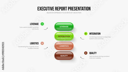 Market Insight Slideshow Design Vector Illustration. Project Performance Four Element Diagram Slide Template. Enterprise Development 4 Option Infographic Frame Layout.