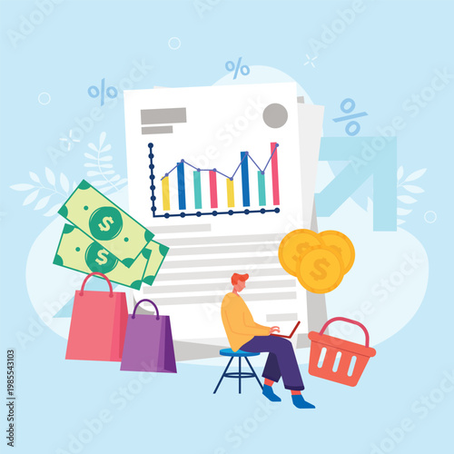 Business analysis design  market analysis illustration auditing company illustration