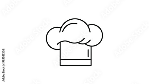 Simple black outline illustration of a classic chef's hat, representing cooking, culinary arts, and professional kitchen environments.