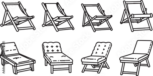 A collection of various chairs in different styles and designs Vector